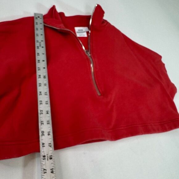 Good American Sweatshirt Womens XL (4) Cropped Chunky Pullover Short Sleeve Red - Picture 3 of 9